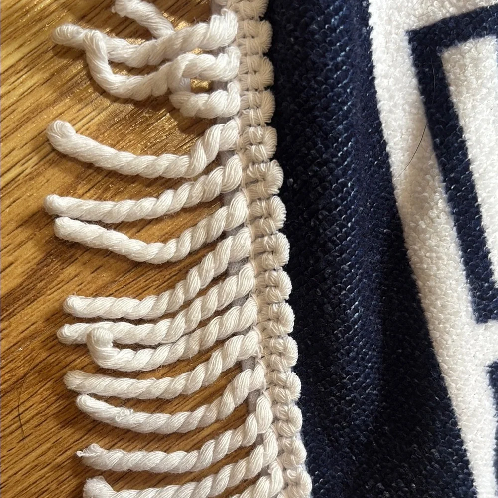 Blue and White Circular Beach Towel